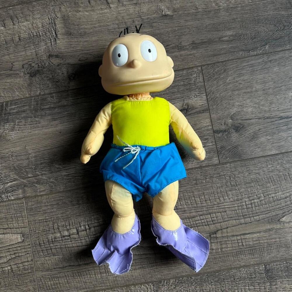 Rare vintage 90s Nickelodeon 1999 Tommy Pickles Rugrats Stuff Doll Swimming Toy